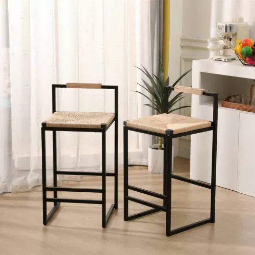 Set of 2 Bar Stools Modern Counter Height Bar Stools Kitchen Dining Chairs US