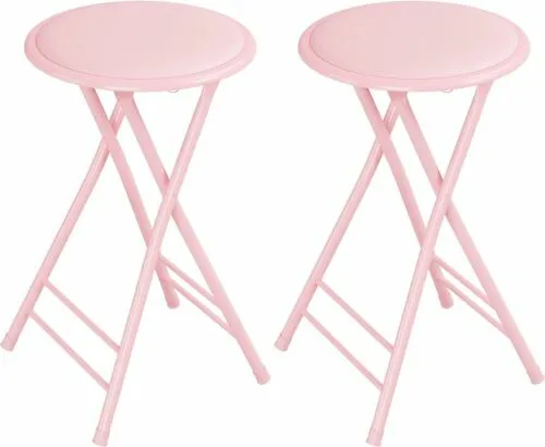 Set of 2 Counter Height Bar Stools – 24-Inch Backless Folding Chairs with
