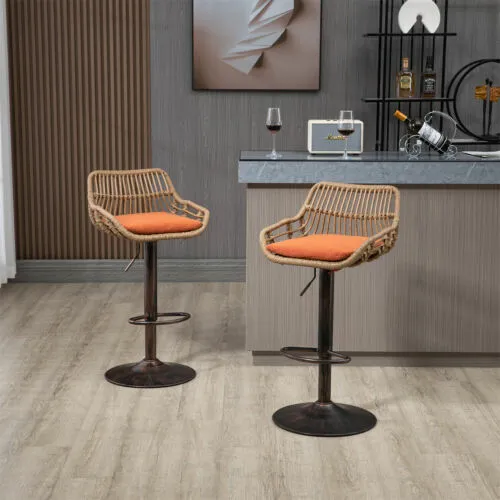 Set of 2 Swivel Bar Stool Adjustable Counter Height Kitchen Dining Chairs New