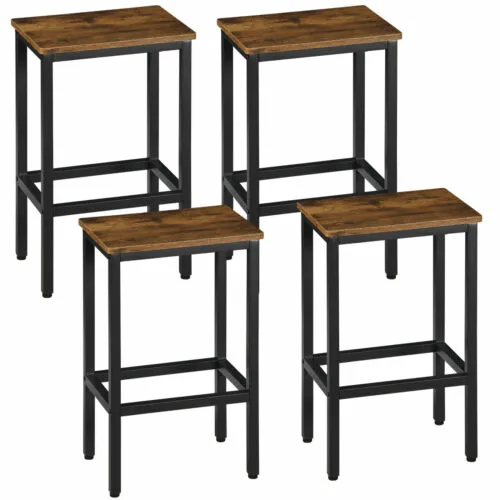 Set of 4 Counter Bar Chairs with Footrest 25.7 Inch Kitchen Breakfast Bar Stools