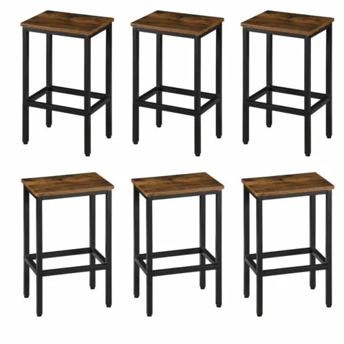 Set of 6 Kitchen Breakfast Bar Stools Industrial Bar Stools Easy Assemby 26