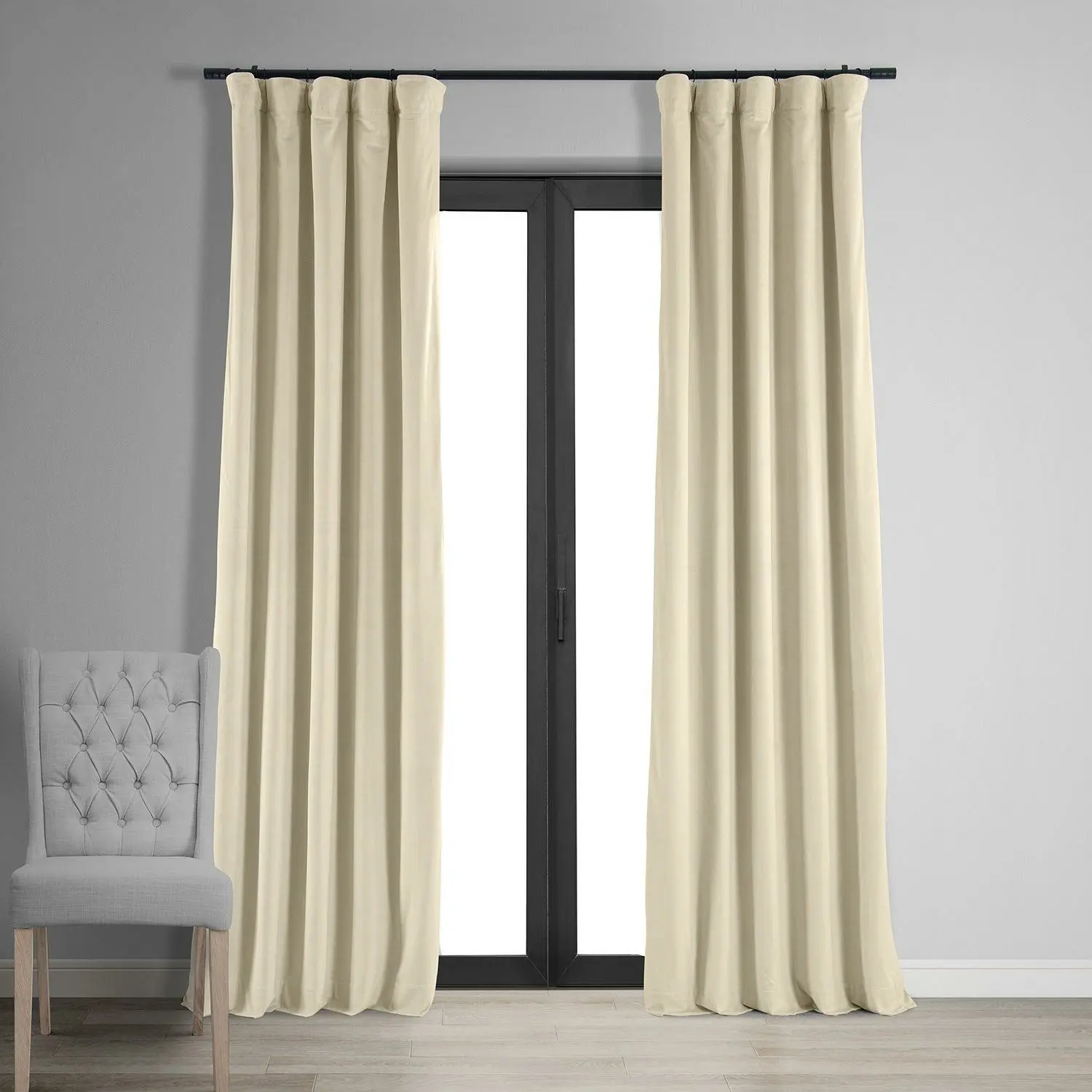 Alabaster Beige Signature Velvet Blackout Curtain