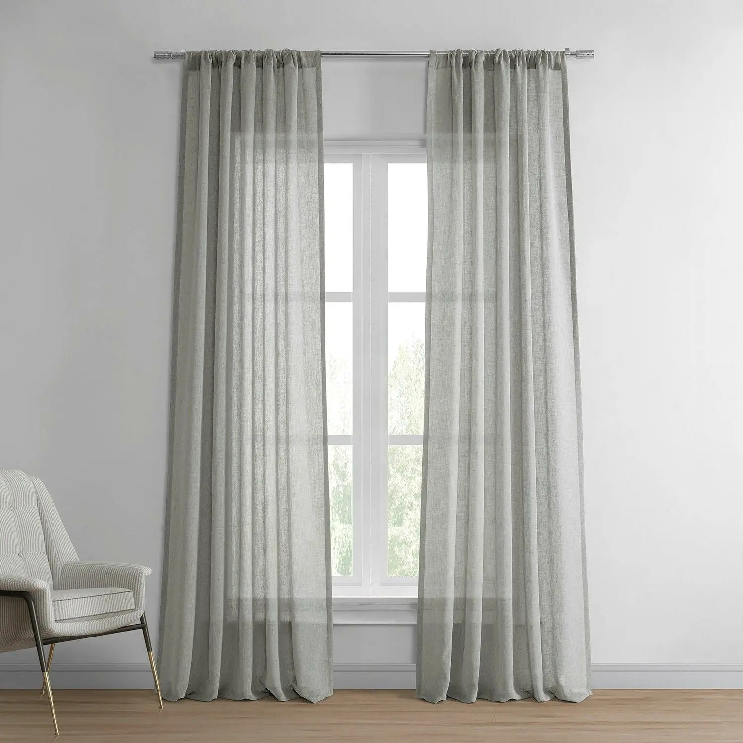 Alto Grey Linen Sheer Curtain Pair (2 Panels)