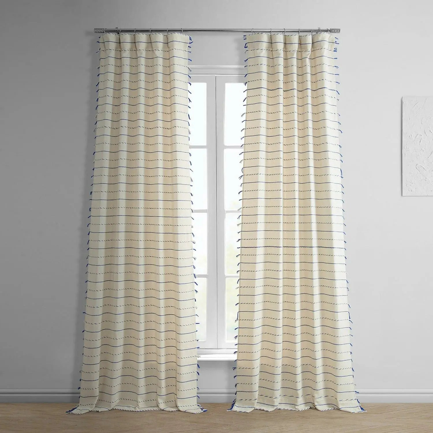 Andros Striped Loom Woven Cotton Sheer Curtain