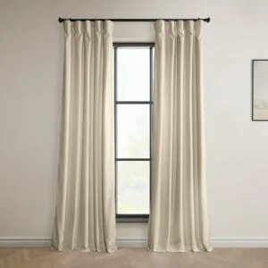 Angora Beige Signature Plush Velvet Hotel Blackout Curtain