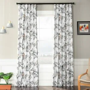 Antique Elm Floral Room Darkening Curtain