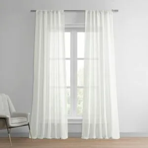 Aruba Cream Striped Linen Sheer Curtain