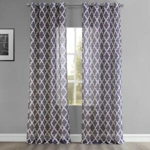 Birmingham Mulberry Geometric Grommet Printed Polyester Sheer Curtain