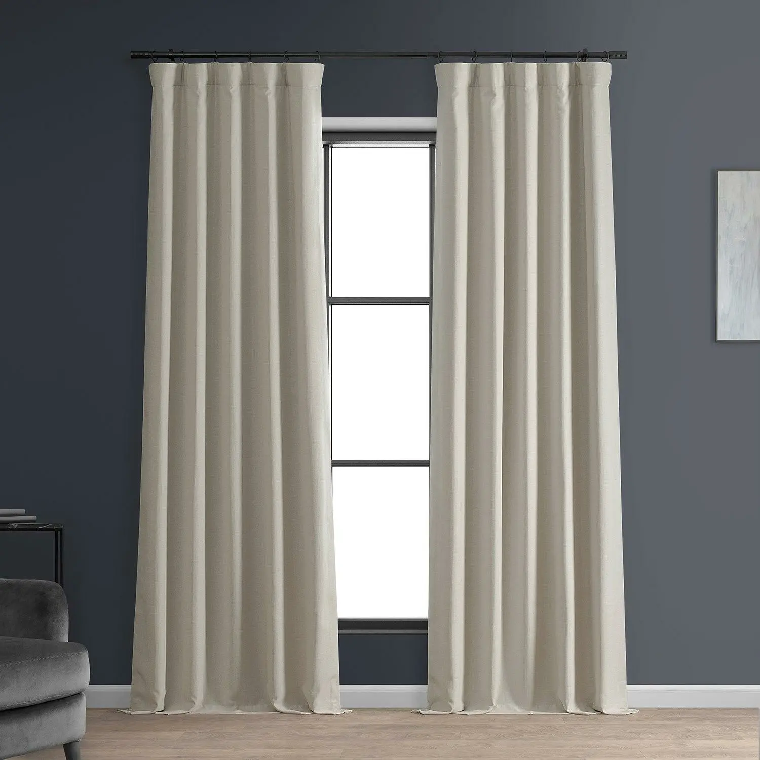 Caravan Beige Faux Linen Hotel Blackout Curtain