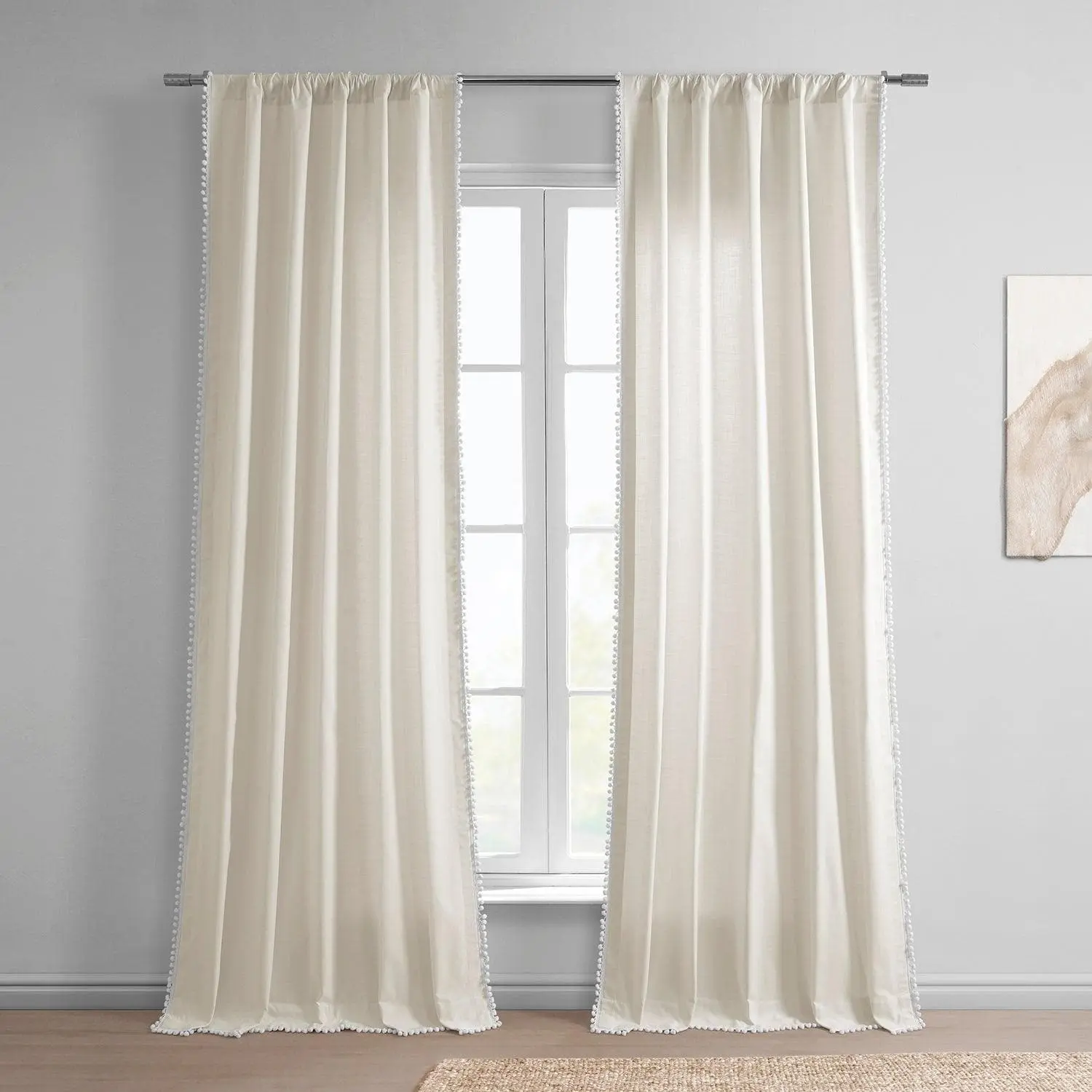 Channing Bordered Modern Hampton Textured Cotton Curtain