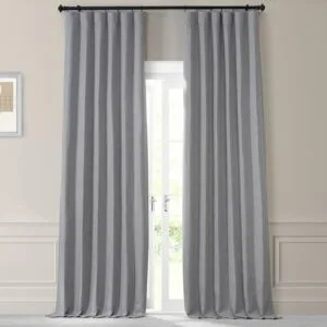 Chicago Grey Monochromatic Faux Linen Room Darkening Curtain Pair (2 Panels)