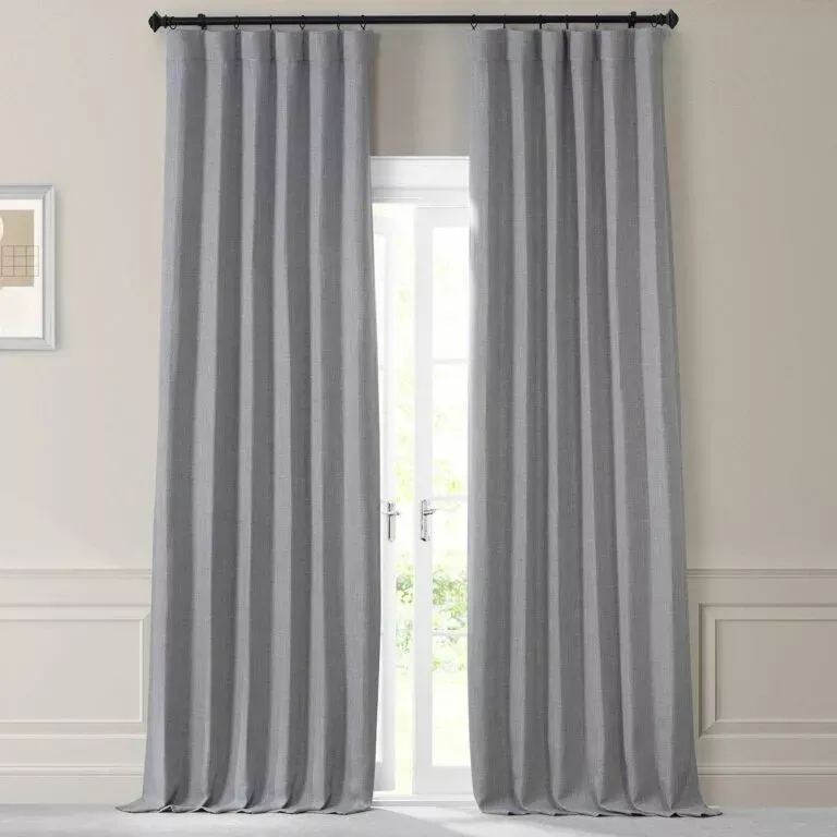 Chicago Grey Monochromatic Faux Linen Room Darkening Curtain Pair (2 Panels)