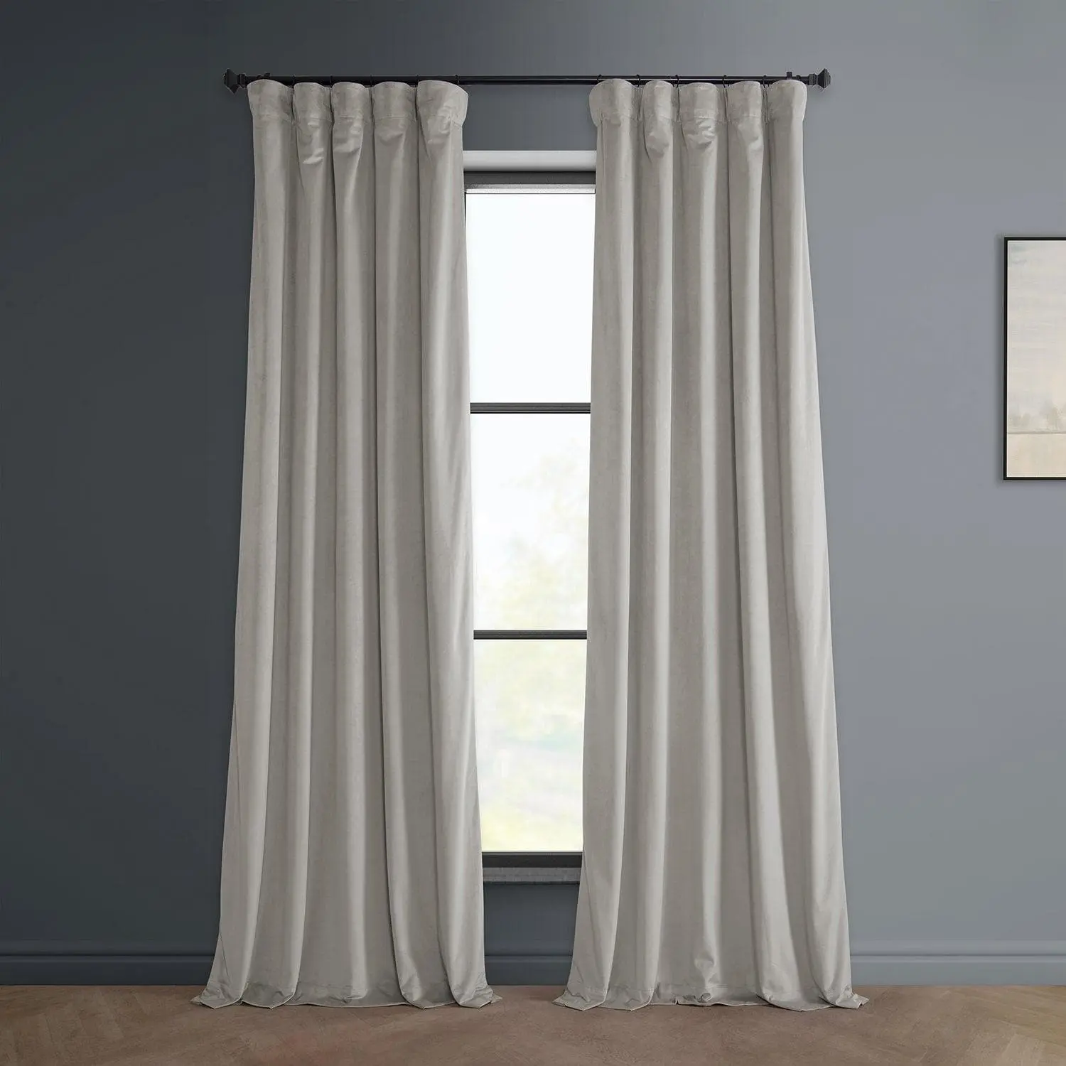 City Grey Heritage Plush Velvet Room Darkening Curtain