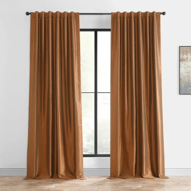 Copper Kettle Vintage Textured Faux Dupioni Silk Blackout Curtain