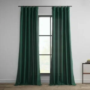 Deep Green Dobby Linen Curtain