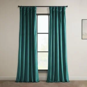 Deep Sea Teal Heritage Plush Velvet Room Darkening Curtain