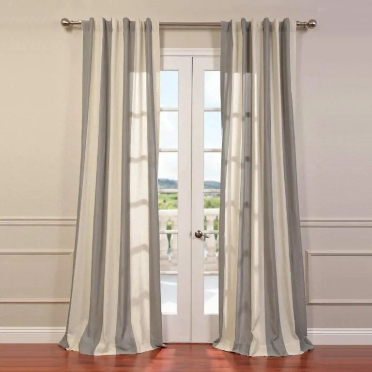 Del Mar Grey Striped Striped Linen Blend Sheer Curtain