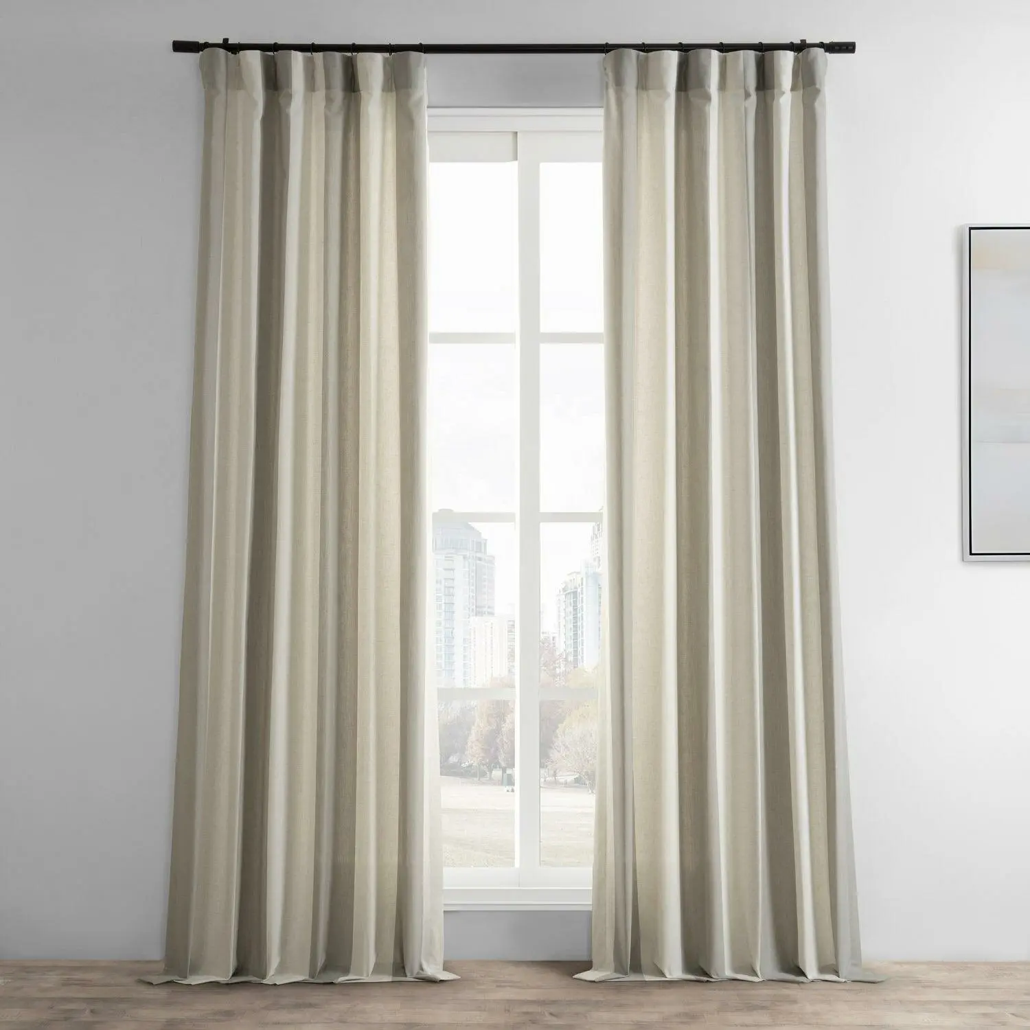 Del Mar Stone Striped Striped Linen Blend Sheer Curtain