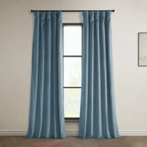 Denmark Blue Heritage Plush Velvet Room Darkening Curtain