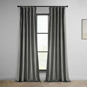 Destiny Grey Heritage Plush Velvet Room Darkening Curtain