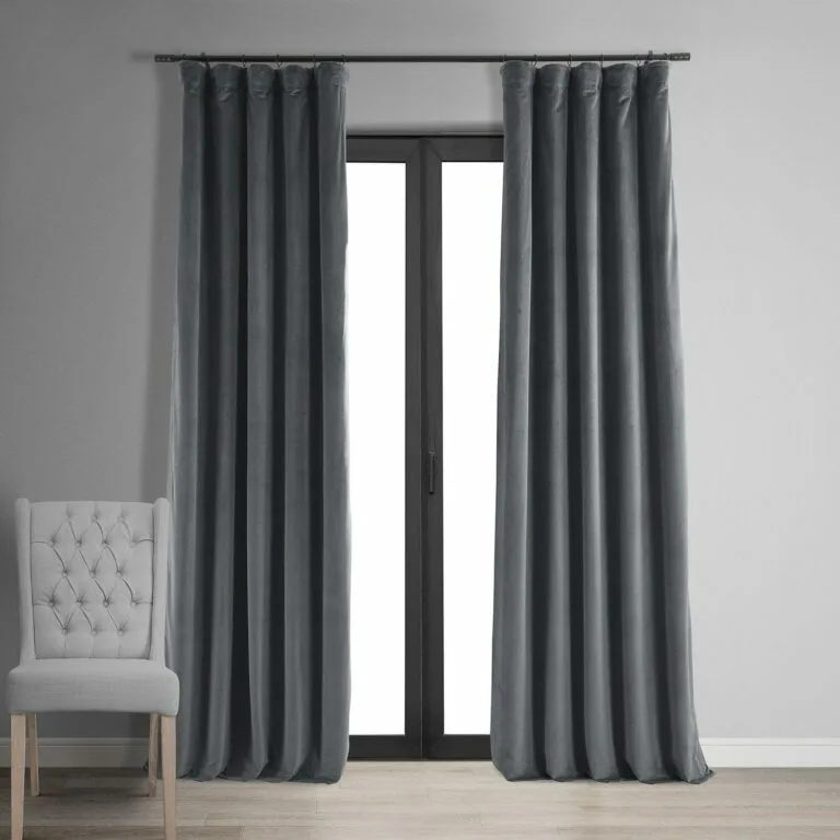 Distance Blue Grey Signature Velvet Blackout Curtain