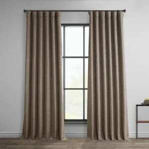 Dutch Cocoa Textured Faux Linen Room Darkening Curtain