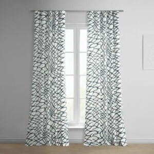 Ellis Blue Abstract Printed Cotton Room Darkening Curtain