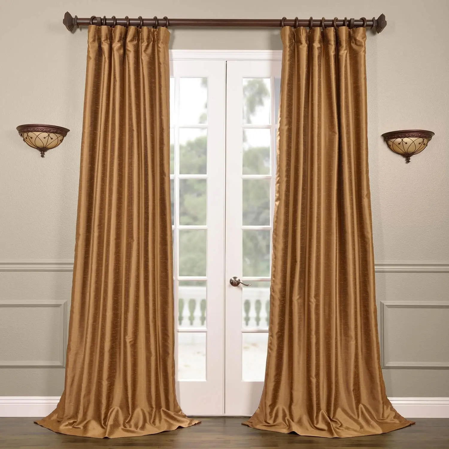 Empire Gold Yarn Dyed Faux Dupioni Silk Room Darkening Curtain