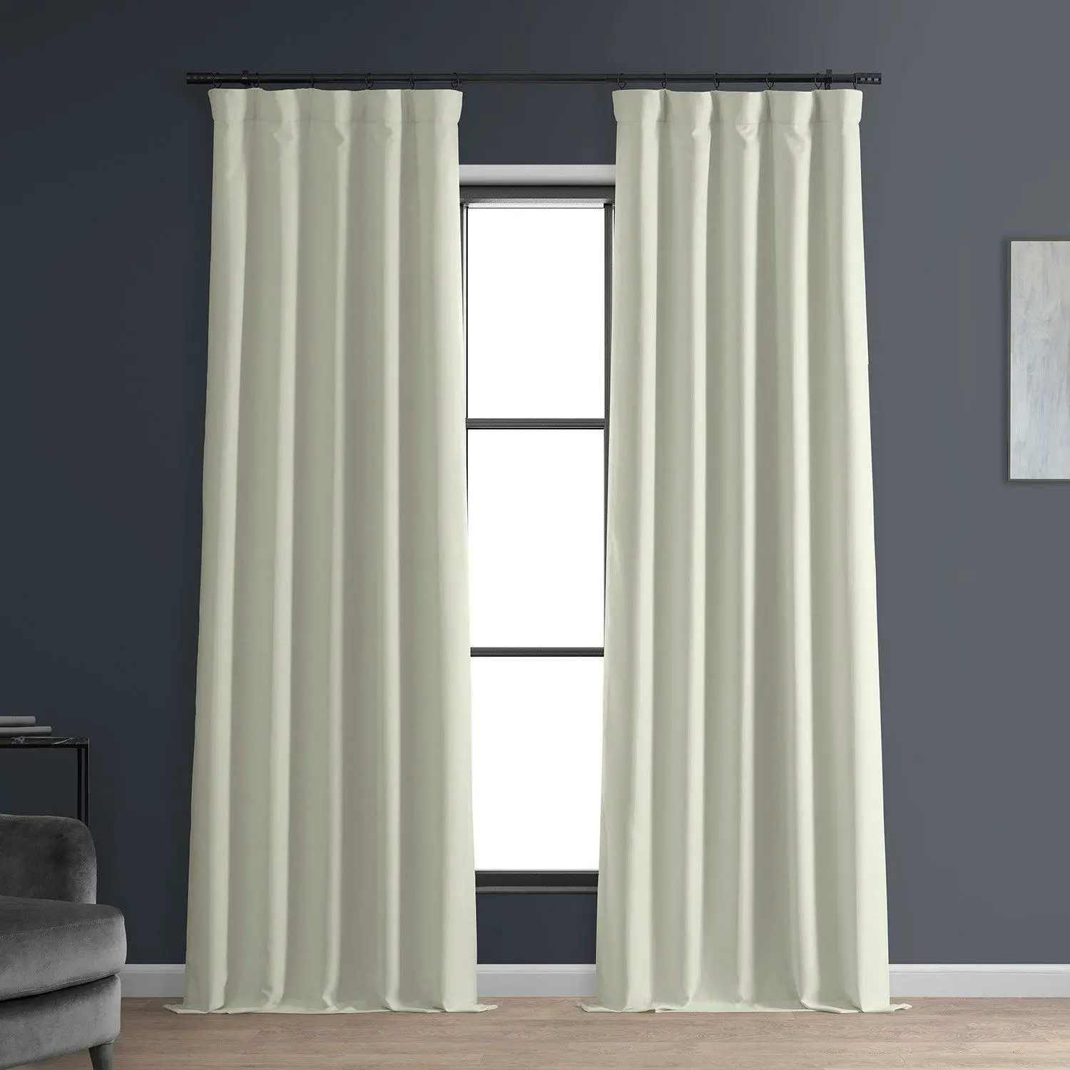 Excursion Ivory Faux Linen Hotel Blackout Curtain