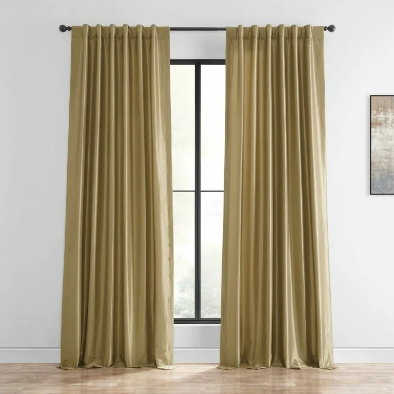 Flax Gold Vintage Textured Faux Dupioni Silk Curtain