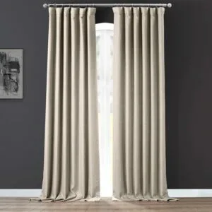 Fossil Grey Italian Faux Linen Room Darkening Curtain