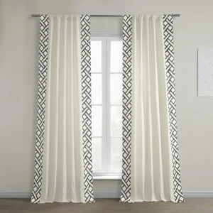 Garden Path Black Bordered Cotton Curtain