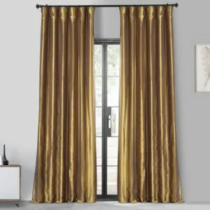 Golden Spice Faux Silk Taffeta Blackout Curtain