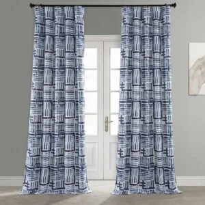 Hashtag Basic Blue Abstract Room Darkening Curtain