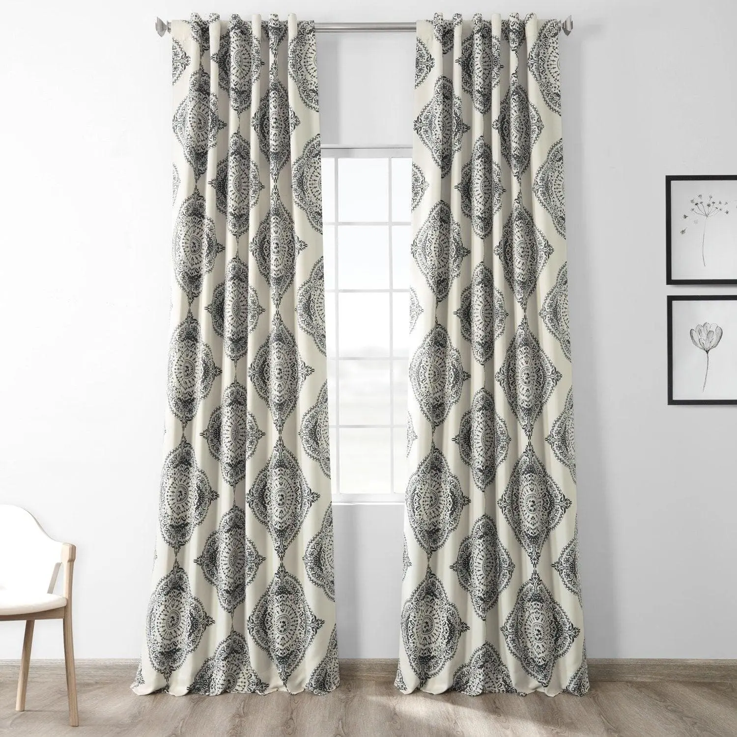 Henna Black Emblem Room Darkening Curtain