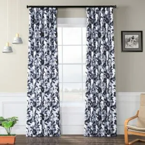 Hibiscus Blue Floral Room Darkening Curtain