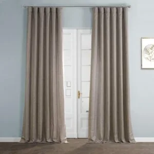 Hummingbird Brown Italian Faux Linen Room Darkening Curtain