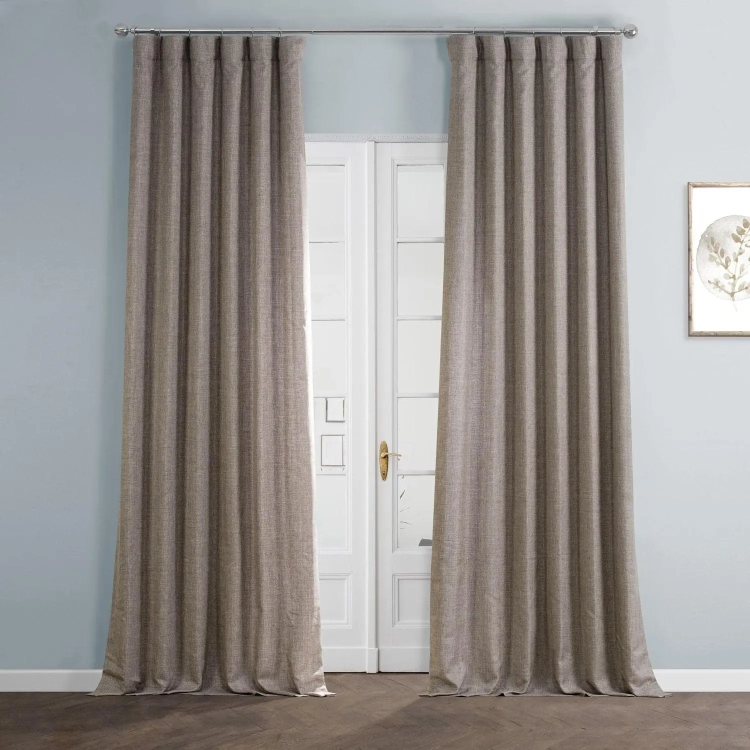 Hummingbird Brown Italian Faux Linen Room Darkening Curtain