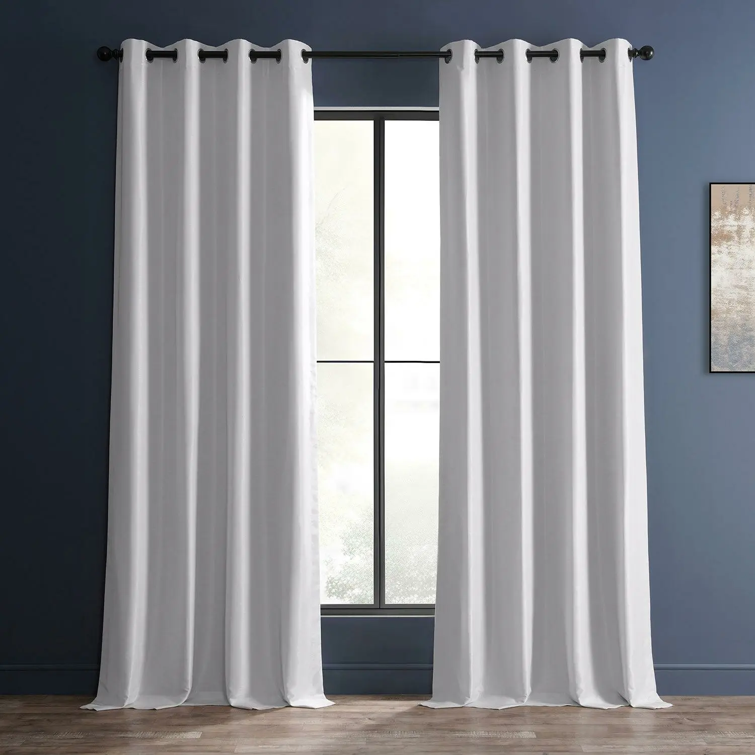Ice Grommet Vintage Textured Faux Dupioni Silk Blackout Curtain