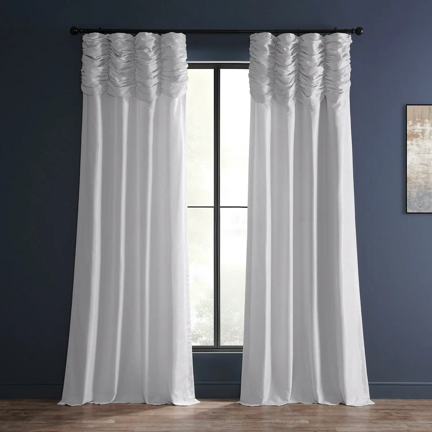 Ice Ruched Vintage Textured Faux Dupioni Silk Curtain