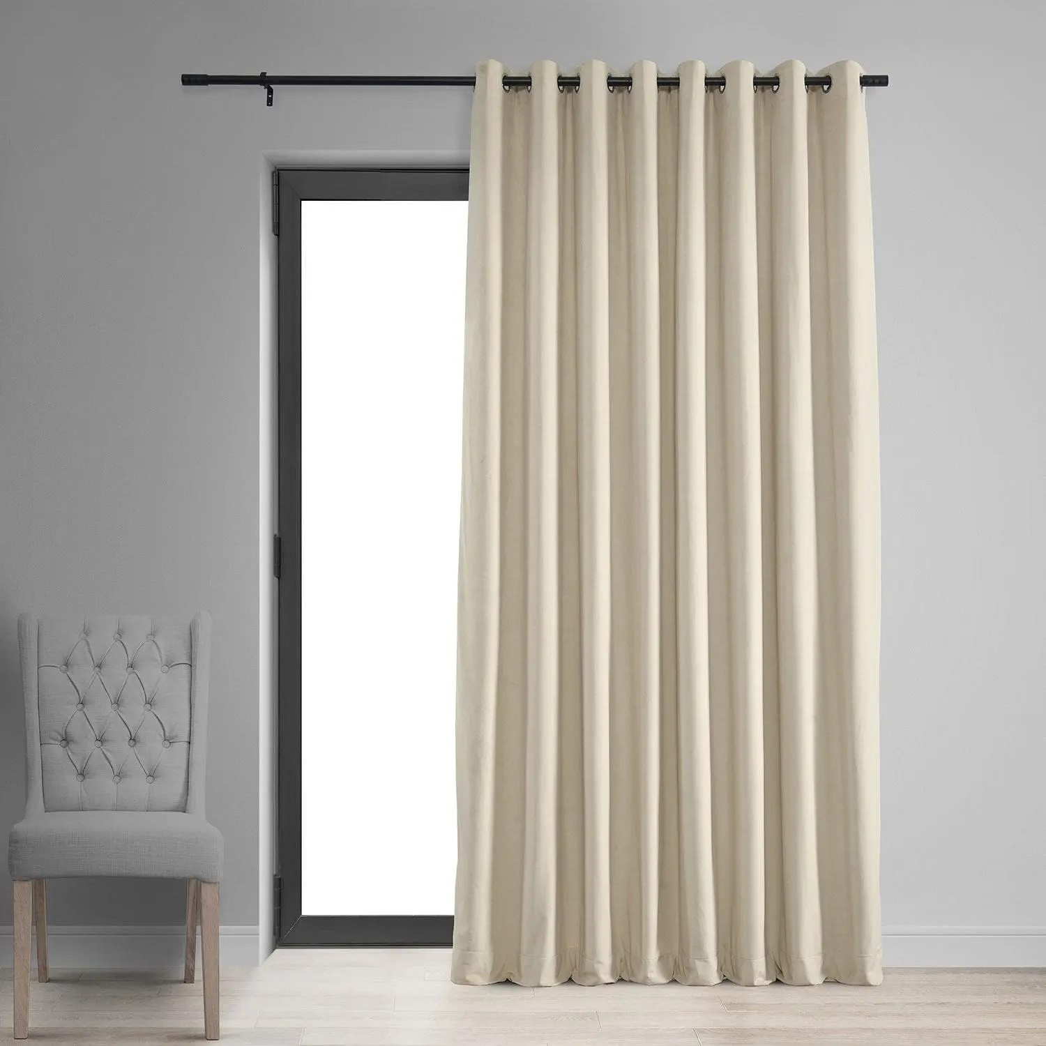 Ivory Grommet Signature Extra Wide Velvet Blackout Curtain