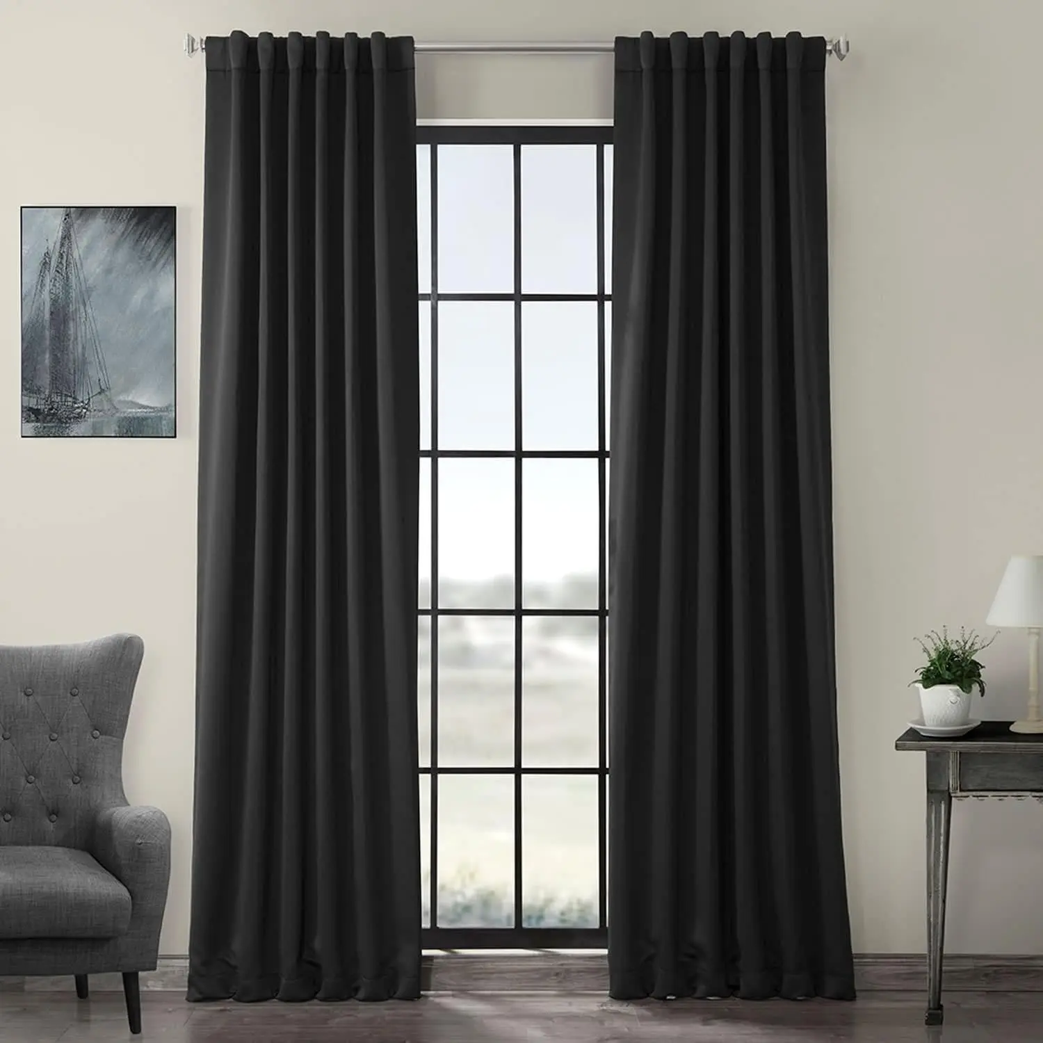 Jet Black Room Darkening Curtain