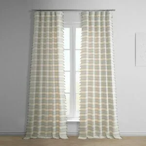 Leon Striped Loom Woven Cotton Sheer Curtain
