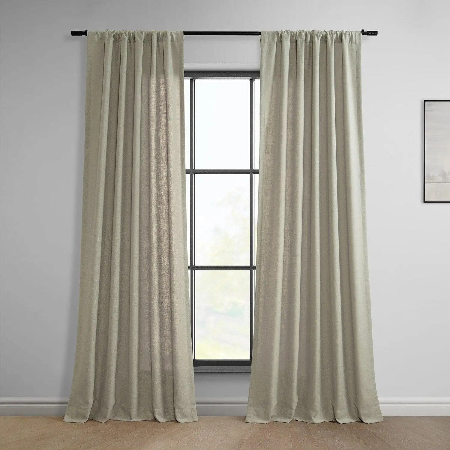 Light Taupe Classic Faux Linen Curtain