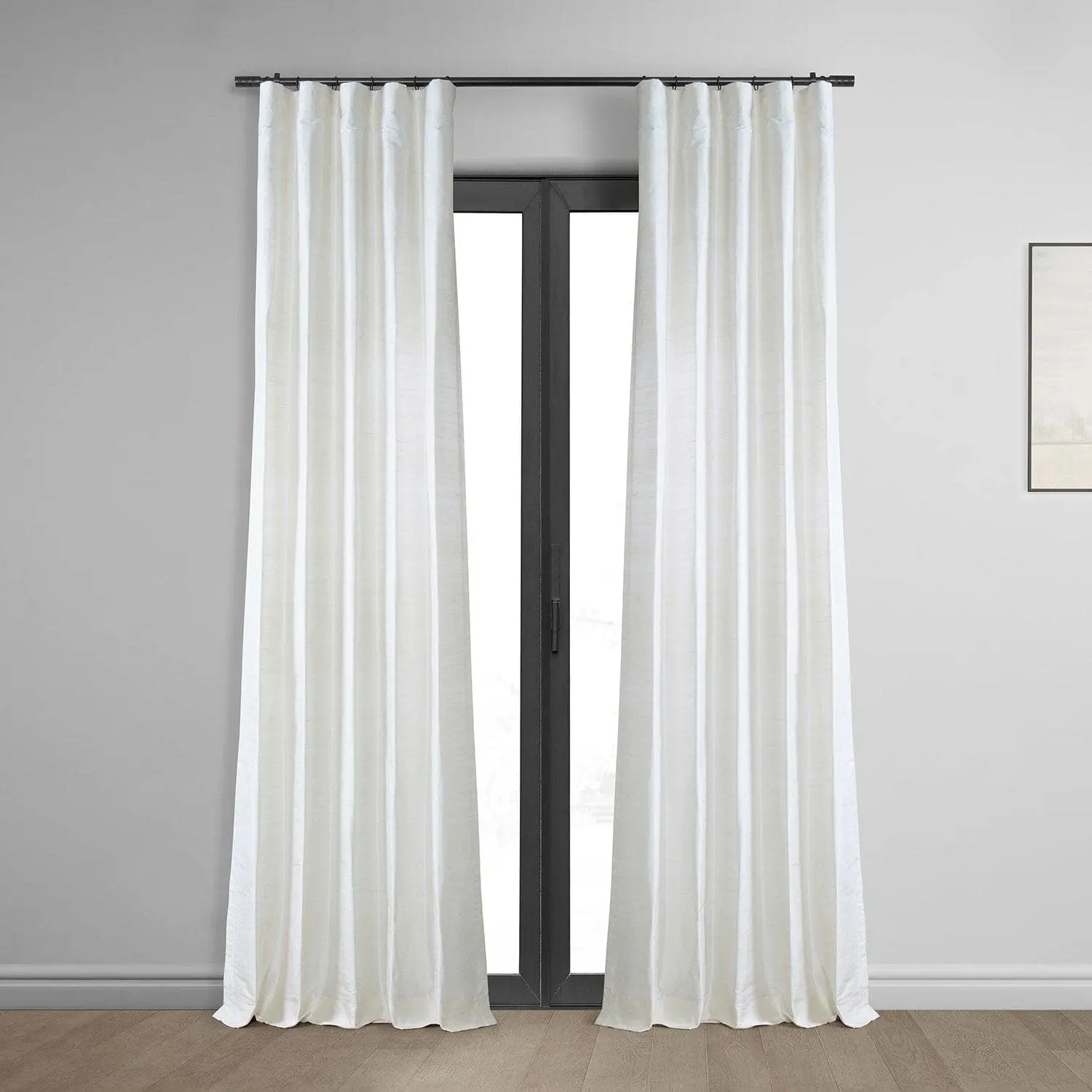 Lily White Textured Dupioni Silk Room Darkening Curtain