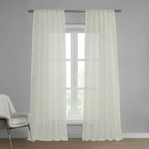Marseille Shell Geometric Patterned Faux Linen Sheer Curtain