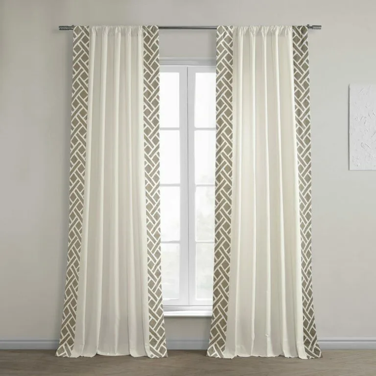 Martinique Taupe Bordered Cotton Curtain