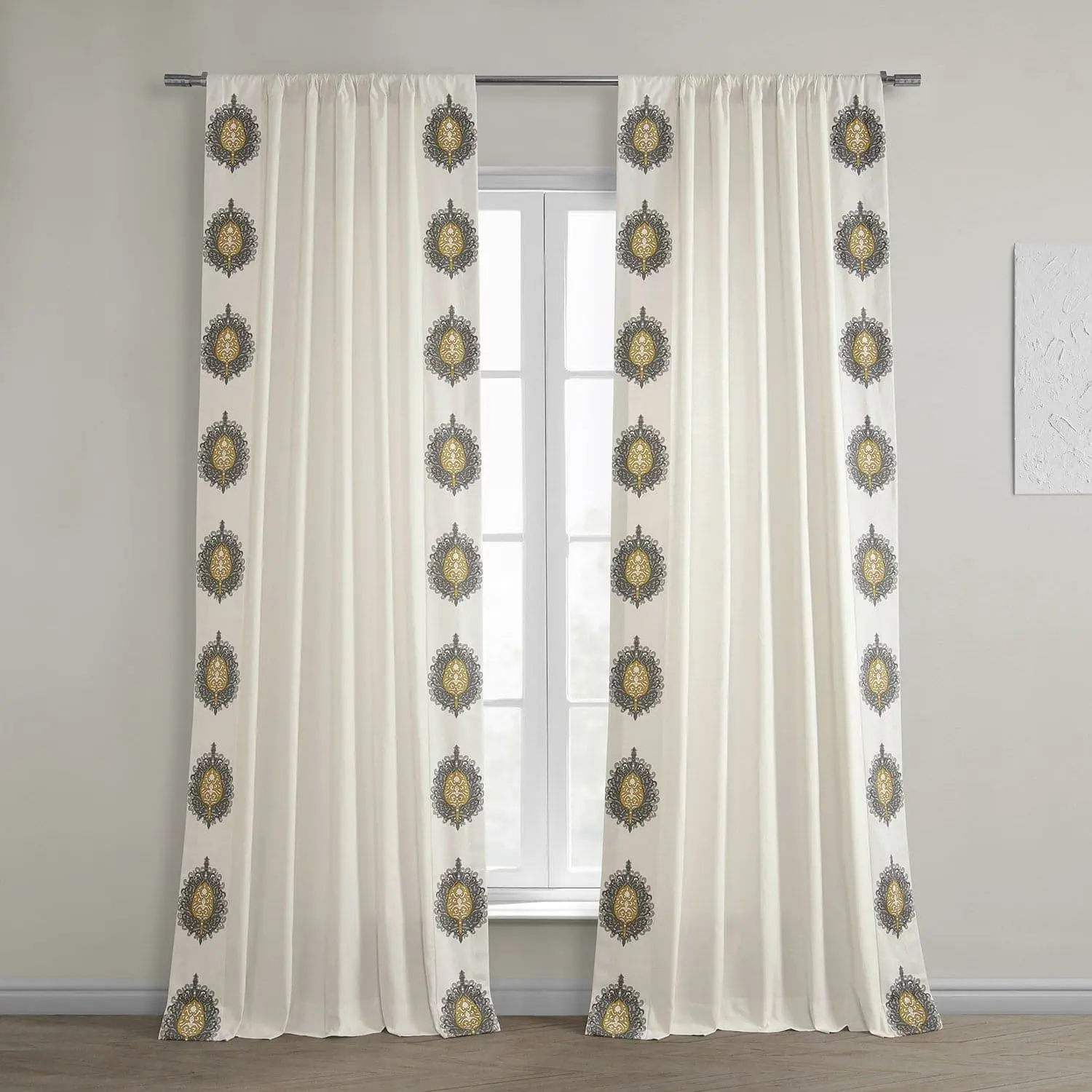 Mayan Gold Bordered Cotton Curtain
