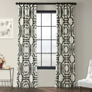 Mecca Steel Geometric Printed Cotton Room Darkening Curtain