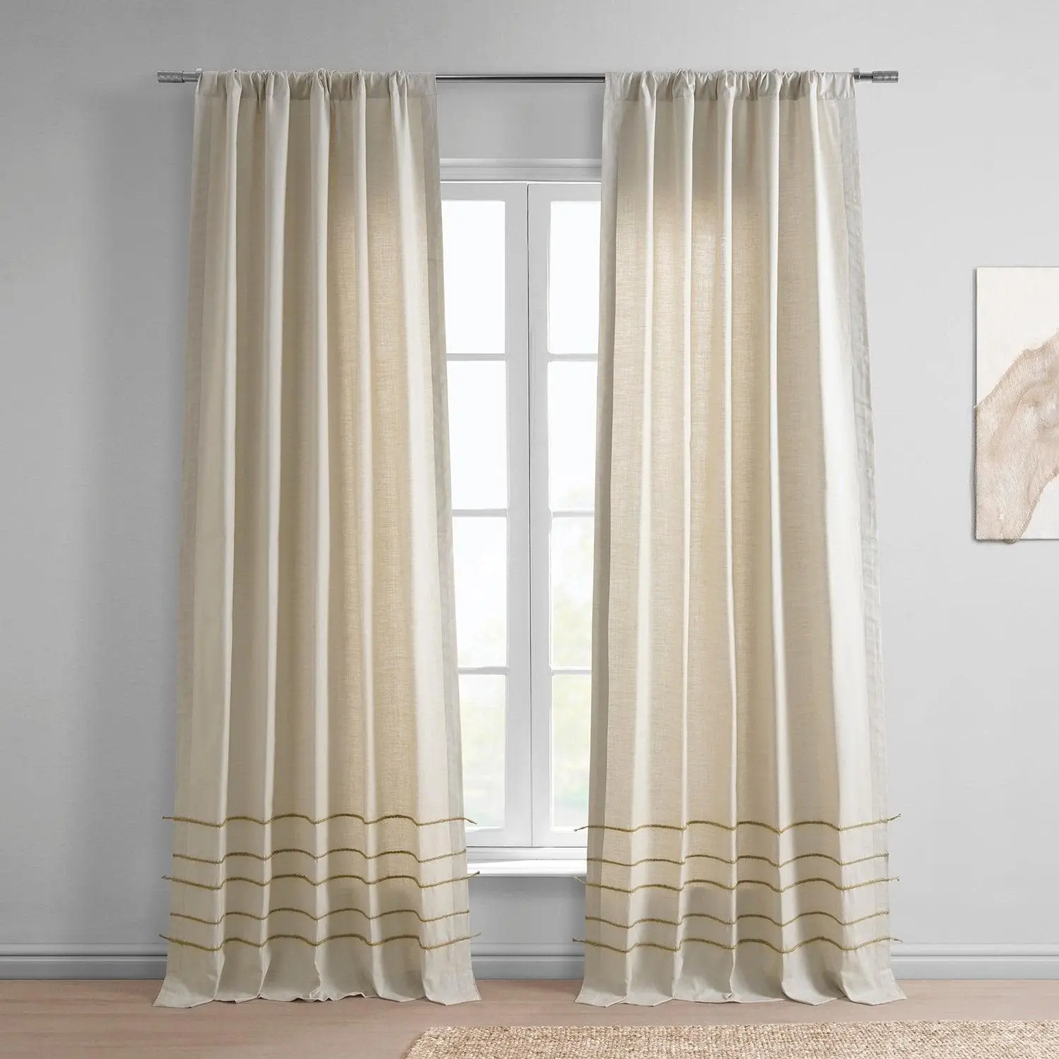Millstone Bordered Modern Hampton Textured Cotton Curtain